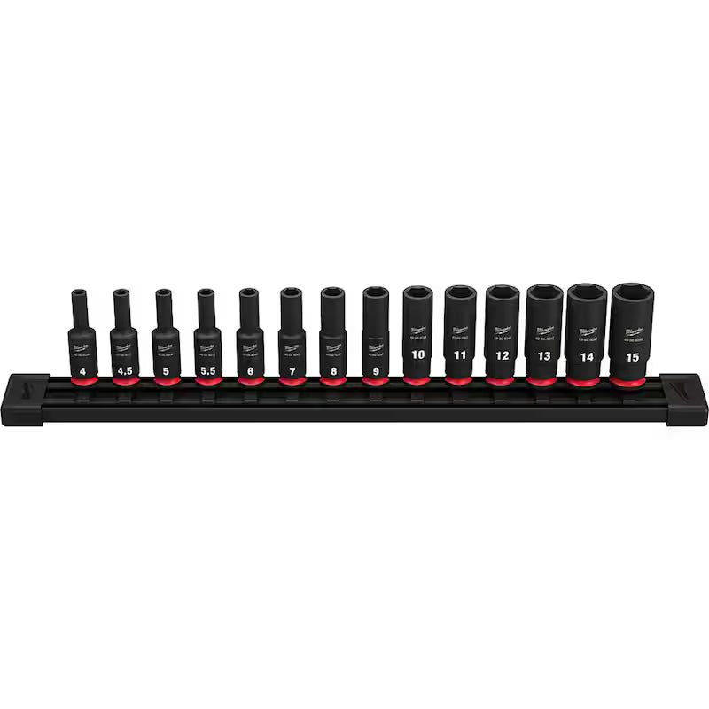 1/4 in. Drive Metric Deep Well 6 Point Impact Socket Set 14-Piece N6501
