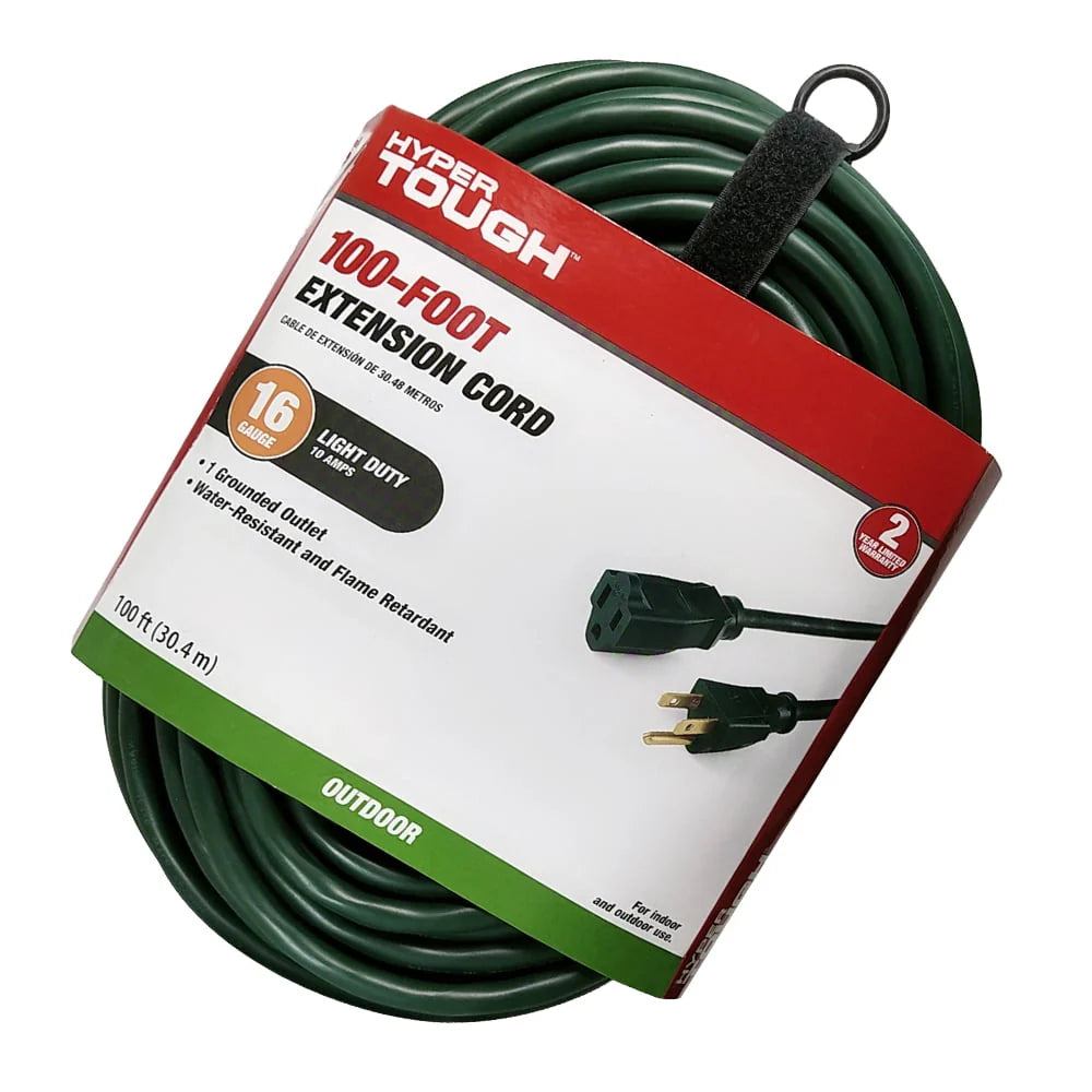 100FT 16AWG 3 Prong Green Single Outlet Outdoor Extension Cord F633546
