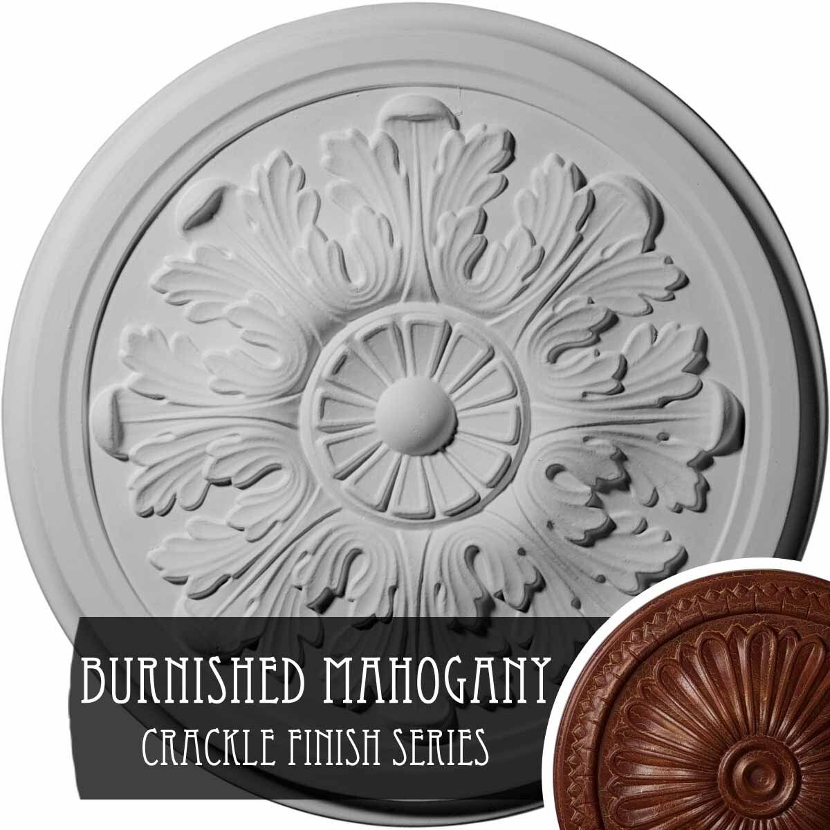 12 3/4 inch x 7/8 inch Hand-Painted Burnished Mahogany Ceiling Medallion P67141